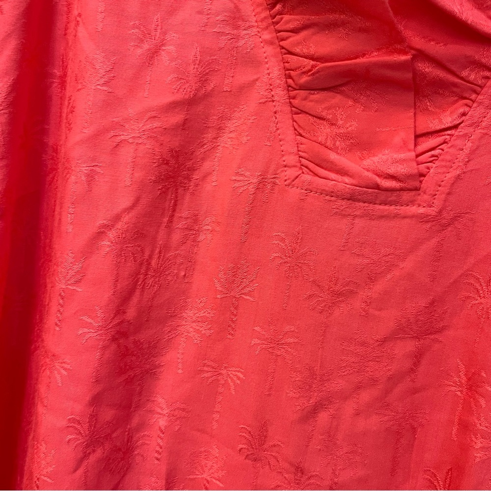 NWT Crown and Ivy ruffle neck coral palm tree blouse size XL - Picture 2 of 7